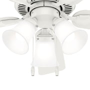 Hunter - Swanson Indoor Ceiling Fan With Light, 44-inch, Fresh White, Traditional-style, 3-speed WhisperWind Motor, 50885, for living rooms, bedrooms, home offices, kitchens