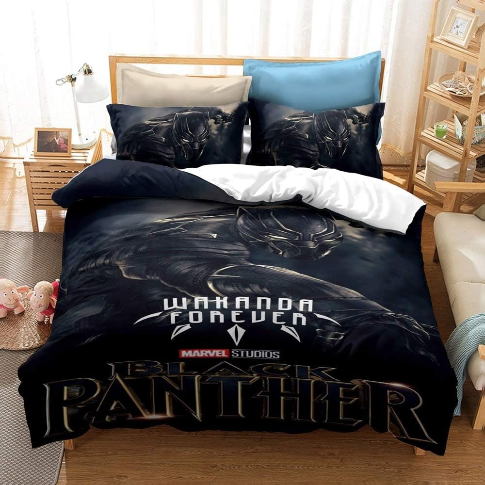 Juego de ropa de cama de Marvel para ninos edredon con estampado de Pantera Negra tamano King 2 3 piezas Walmart
