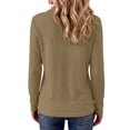 thumbnail image 4 of Waffle Knit Tops for Women Long Sleeve Collared Work Golf Polo Shirts Business Casual Loose Fit Blouses, L, 4 of 5