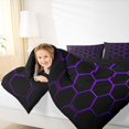 thumbnail image 4 of Feelyou Abstract Full Size Comforter Sets, Purple Honeycomb Rectangle Bedding Sets, 3pcs, 4 of 8