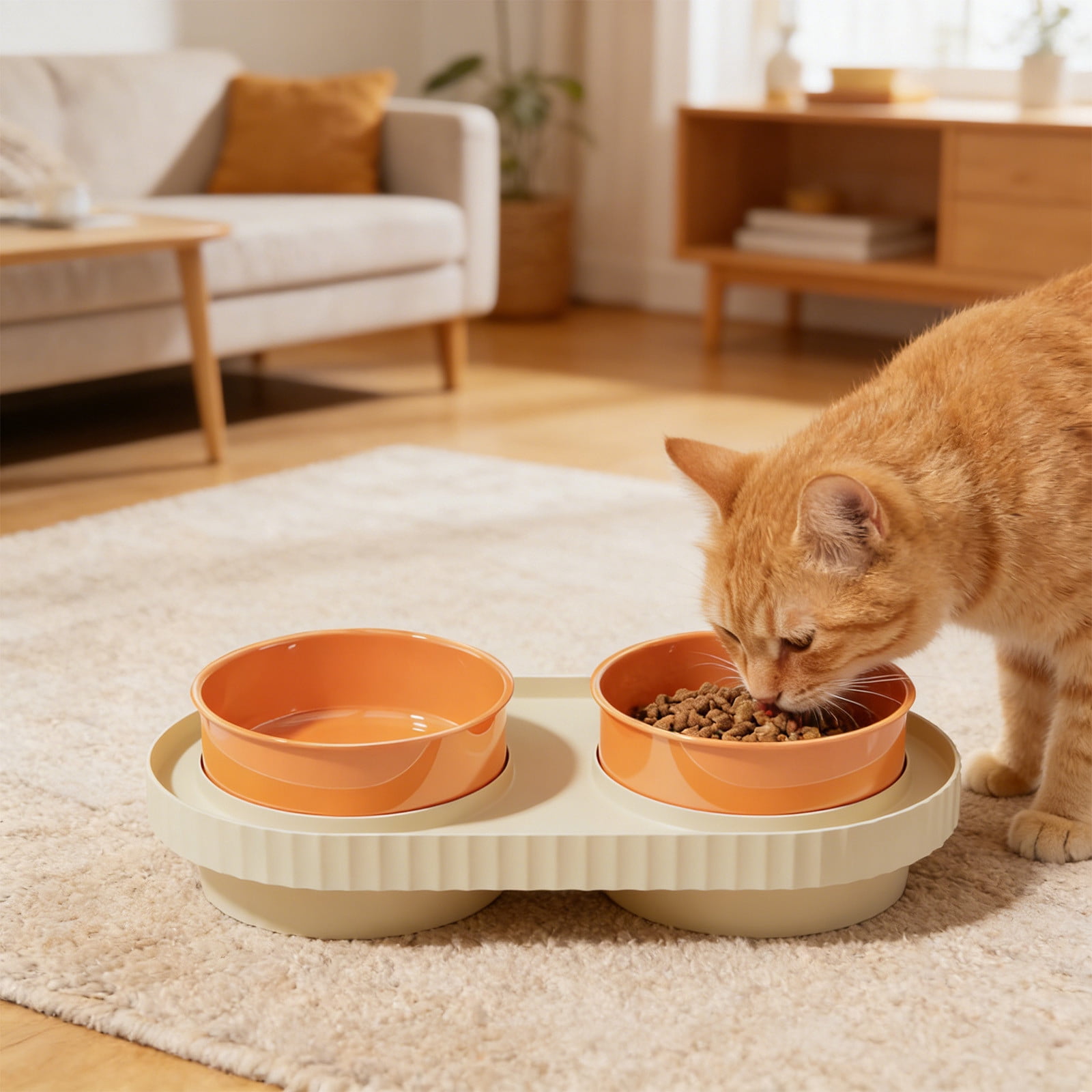 2 in 1 Anti Tipper Multi Color Pet Bowl, Combined Food and Water Bowl for Cats and Dogs, Non Slip Pet Dish for Kittens and Small Dogs