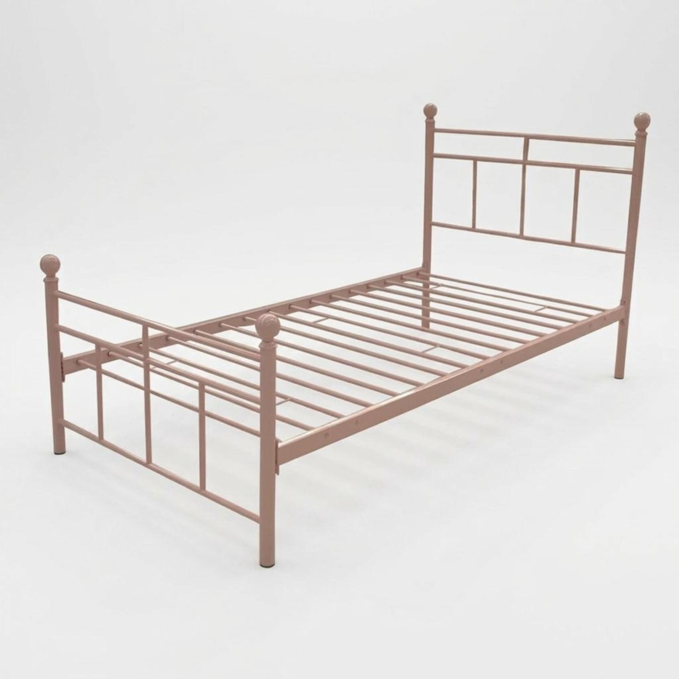 GDF Studio 78.5" Twin Heavy-Duty Metal Platform Bed with Sturdy Support Slats, Pink
