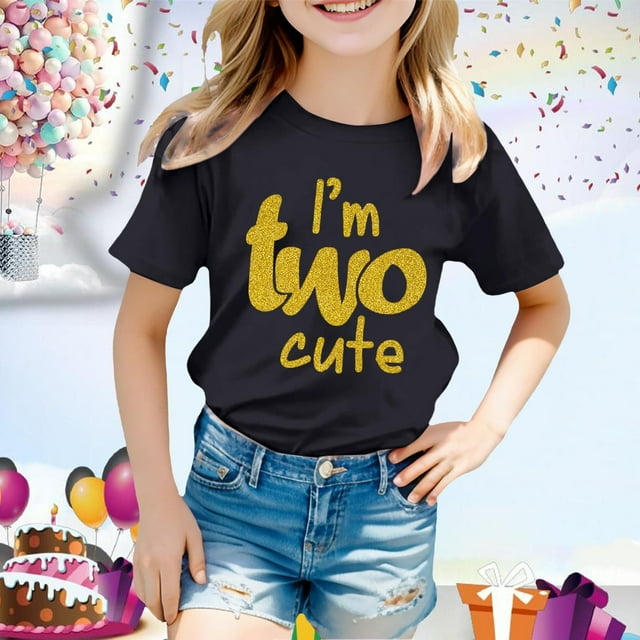Chemises pour Filles Imprimé Manches Courtes Col Rond Hauts d'Été pour Filles 6-7 Ans Mode Filles
