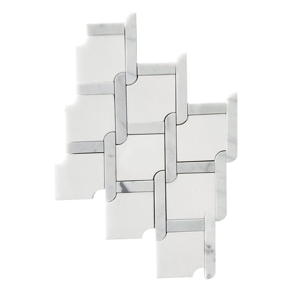 Thassos White & Carrara White Waterjet Mosaic Floor and Wall Tile, 9-in x 9-in per Sheet, 5 Pack (2.81-sq. ft/ Box)