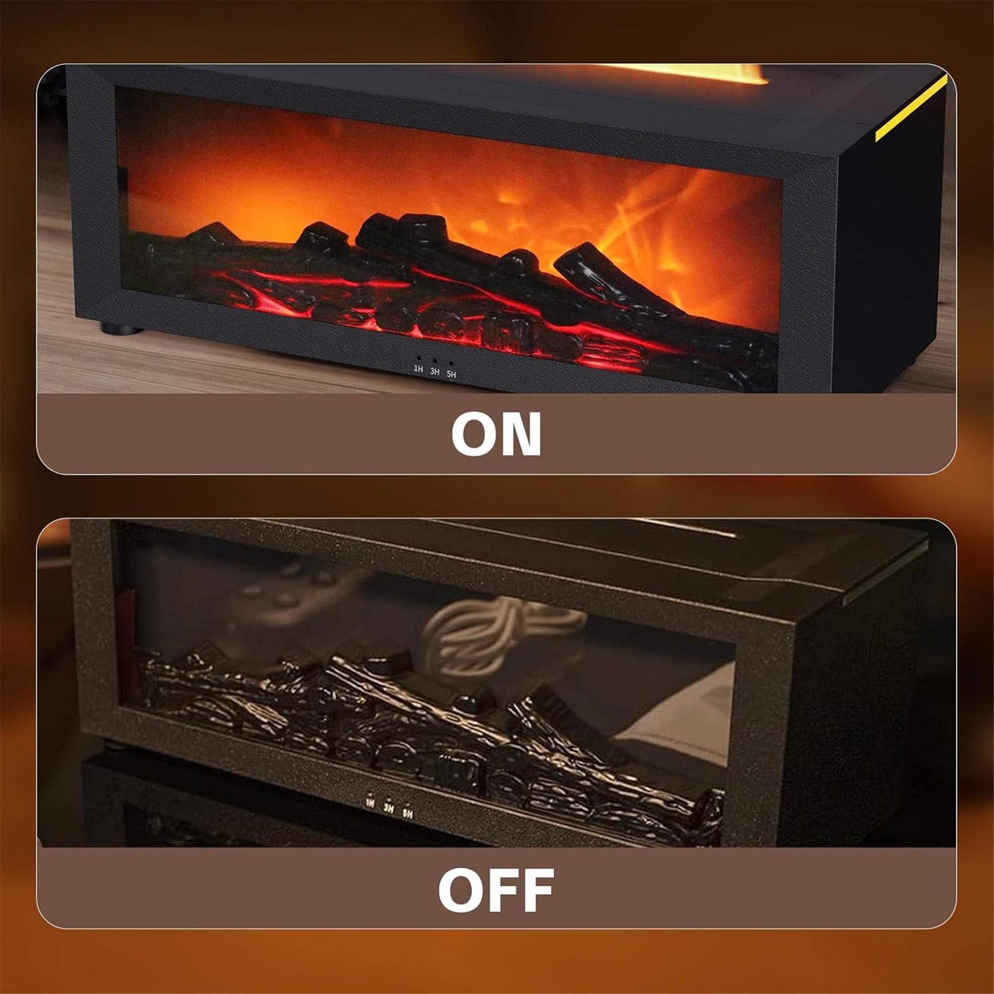 Mini Fireplace Diffusers Fireplace Humidifier with Remote 150ml Fireside Ultrasonic Humidifier Bonfire Flame Diffuser with 7 Colors Light for Home Room Office,Black,1,1