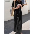 thumbnail image 1 of ZANZEA Lapel Neck Half Sleeve Button Dress Oversized Women Elegant Vestido Female Fashion Causal Elegant Sundress Long Robe 2023XL Gao Jinjia LED, 1 of 2