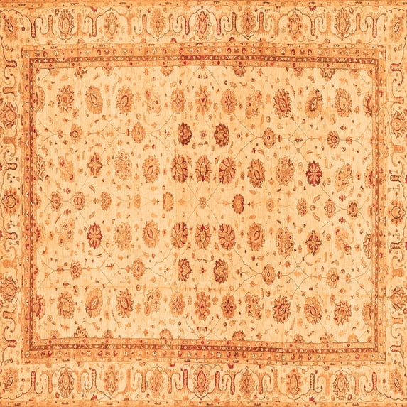 Ahgly Company Indoor Square Oriental Orange Traditional Area Rugs, 6' Square