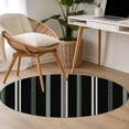 thumbnail image 4 of Round Rugs 3Ft, Black Green White Round Area Rug Washable Indoor Throw Carpet, Boho Vintage Abstract Striped Lines Small Non Slip Circle Rug for Bedroom Living Room Home Decor Aesthetic, 4 of 8