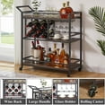 thumbnail image 4 of ZXNYH Bar Cart for The Home with Wine Rack and Glasses Holder, Industrial Liquor Serving Carts on Wheels, Rustic Wood and Metal Coffee Cart and Drink Trolley for Dining Room and Kitchen (Rustic Oak), 4 of 7