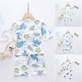 thumbnail image 2 of CAROOTU Enfants Dessin Animé Imprimé Manches Courtes Col Rond T-shirt Top avec Short pour la Plage d'Été, 2 of 7
