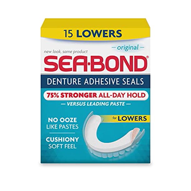 Sea Bond Secure Denture Adhesive Seals, Original Lowers, 15 Count