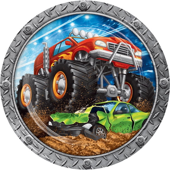 96/Case Bulk Monster Truck Dinner Plates