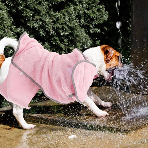 ETEREAUTY Pink Supple Fiber Dog Bathrobe Comfortable Absorbent Coat for Bath Use