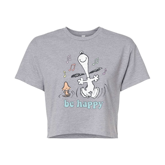 Peanuts - Be Happy Snoopy And Woodstock - Cropped Tee