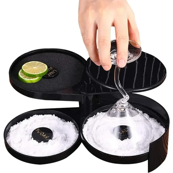 Shijinpojj New 3 Tier Rotating Salt Rimmer Box Seasoning Rimmers Bartender Tool Bar Accessories Mixing Salt Sugar Rim Box Juice Cocktail