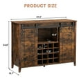 thumbnail image 3 of Farmhouse Home Bar Cabinet with Storage, 47.2 Inch Large Home Bar Unit with 8 Wine Racks, Indoor Wine Bar and Liquor Bar Cabinet with Barn Door and Footrest for Dining Room, 3 of 7