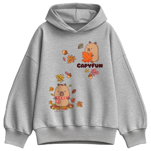 CapyFun - Capybara Fall Leaves - Women's Oversized Fleece Hoodie Sweatshirt