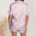 thumbnail image 4 of Yuncity Easter Womens Pajamas Silk Satin Rabbit Egg Print Short Sleeve Button Down Shirt Shorts Pjs Loungewear Sleepwear Beige Xl, 4 of 5