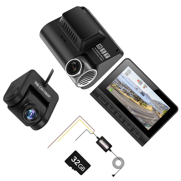 Riwesomey Grabadora de pantalla IPS de 3,0 pulgadas para coche, cámara de salpicadero delantera y trasera, 4K/1080P, compatible con aplicación Cámaras de salpicadero de coche