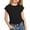 Black, variant on Girl Tops Size 12 Letter Print Cowl Neck Shirt Short Sleeve T Shirts Loose Soft Back To School Season Clothes for Children