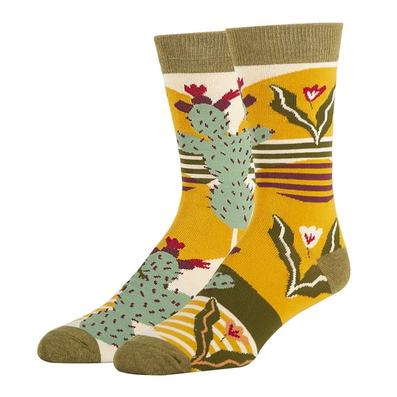 Sock It Up Men's Colorful Patterned Dress Socks, Premium Cotton Casual Fashion Crew Socks, Sol De Cactus