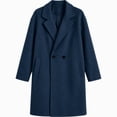 thumbnail image 4 of Afelkas Women's Oversized Wool Blend Peacoat Double Breasted Notch Lapel Mid Length Warm Winter Coat with Pockets, 4 of 6