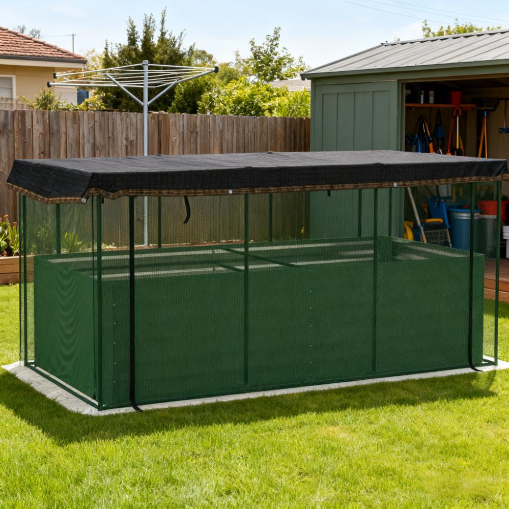 Crop Cage and Shade Cloth with Raised Garden Bed, Galvanized Steel Planter Box