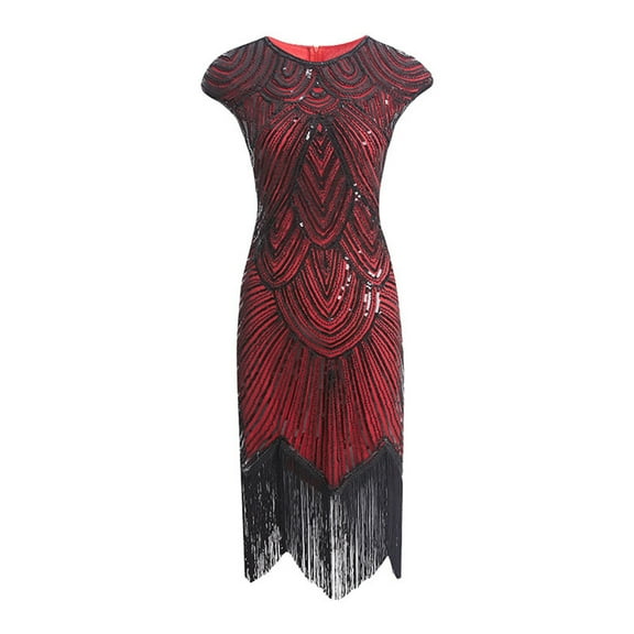 Women's Fringe Dress 1920s Vintage Shiny Sparkly Sequins Gowns Disco Dance Cocktail Party Tassel Dresses Cocktail Dresses