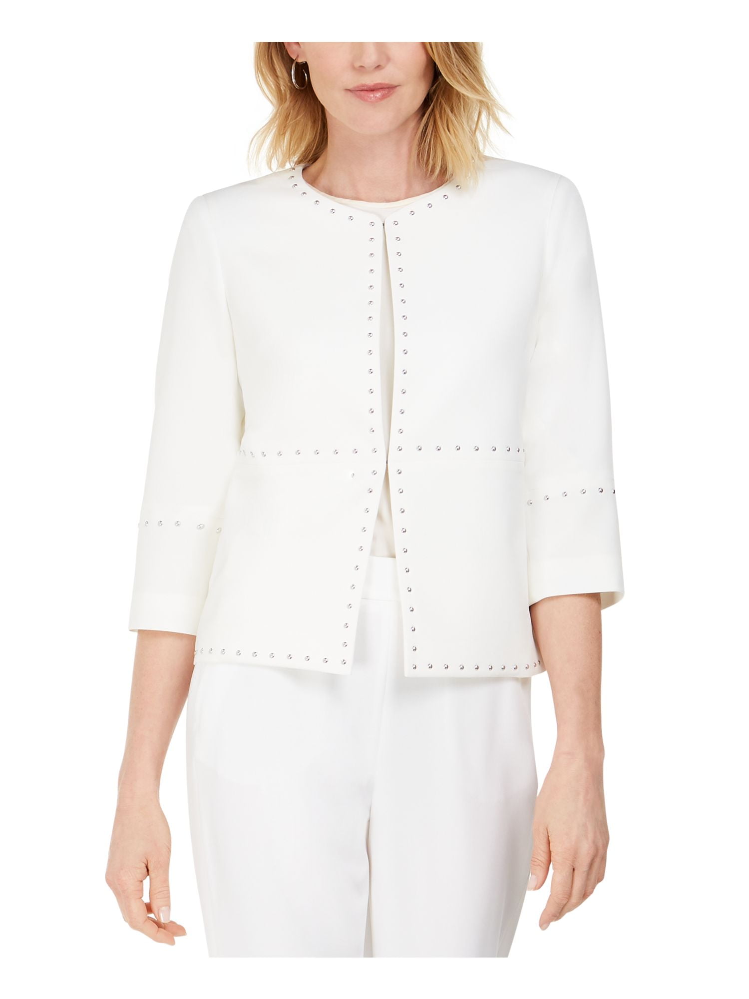 Kasper Womens Studded Suit Separate Jacket White M - Walmart.com