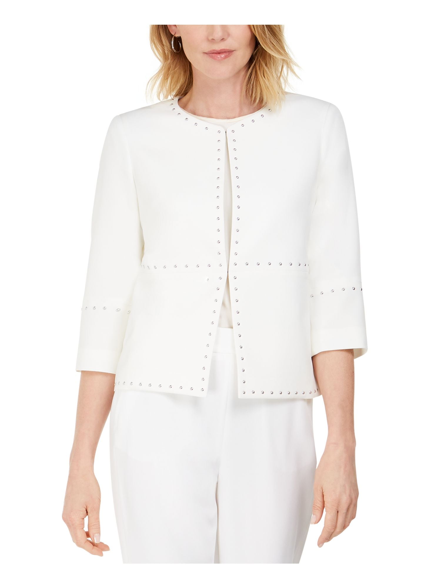 Kasper Womens Studded Suit Separate Jacket White M