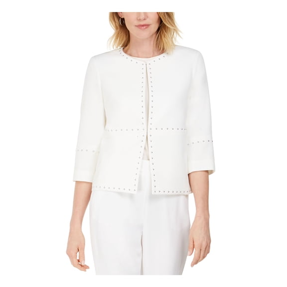 Kasper Womens Studded Suit Separate Jacket White S