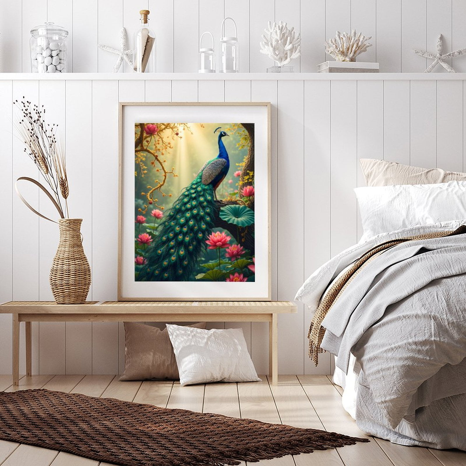 Diamond Art Kit for Adults, Peacock Garden Elegance Blossoms Diamond Painting for Adults Beginners, DIY Diamond Art Painting Kits, 5D Diamond Painting Crafts for Home Decor 12x16 Frameless