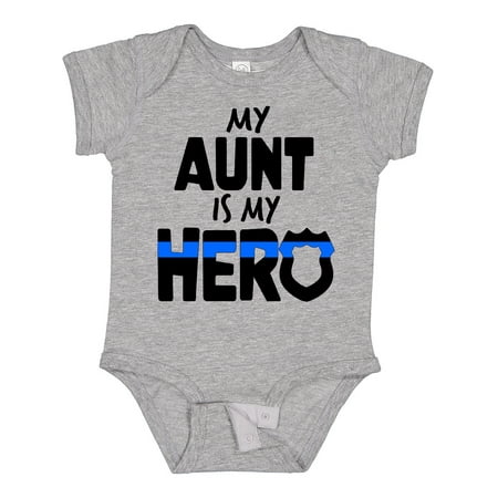 

Inktastic My Aunt is My Hero Police Officer Family Gift Baby Boy or Baby Girl Bodysuit