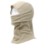 Grid Fleece Balaclava Hood Polyester Winter Sports Gear Extreme Cold Outdoor Weather, One Size, Sand