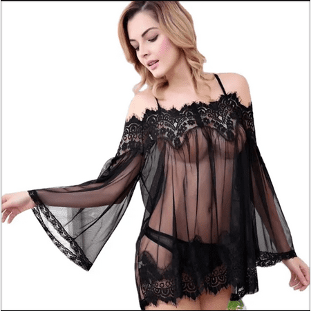 

Women Snap Crotch Lingerie Lace Bodysuit Deep V Teddy One Piece Lace Babydoll