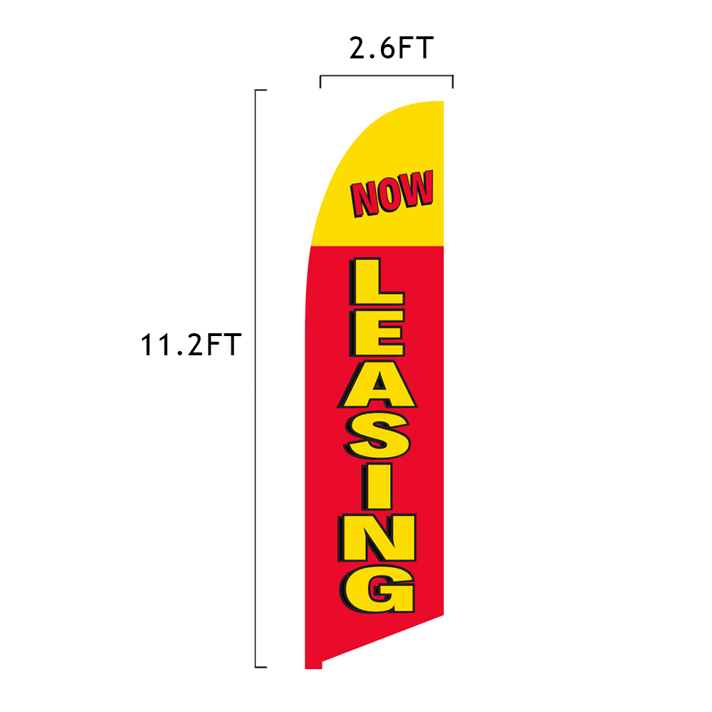 Vispronet Now Leasing Feather Flag, 13.5ft Flag Pole Kit with Ground Spike 