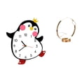 thumbnail image 1 of Reloj de pared de madera con forma de pingüino de dibujos animados, soporte para botellas de hierro, decorativo, bonito, alimentado por batería, para, 1 of 8