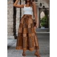 thumbnail image 5 of Women's Skirt, Elastic Waist Tiered A-Line Midi Skirt, Fitted Flared Bottoms for Commute and Daily Wear, 5 of 5