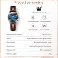 thumbnail image 5 of OLEVS Watches for Womens Brown Leather Strap Analog Quartz Rose Gold-Plated Fashion Casual Dress Multifunction Chronograph Diamond Date Waterproof Luminous Ladies Watches Relojes para Mujer, 5 of 15