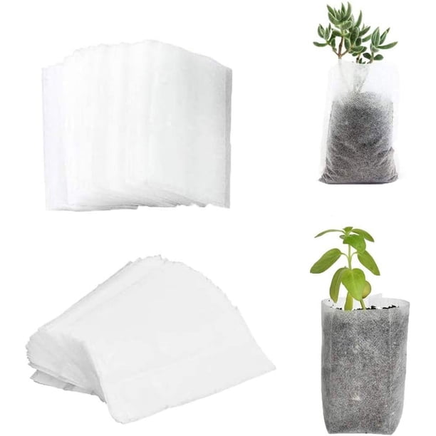 Bolsas biodegradables para plántulas, bolsas biodegradables no tejidas para viveros, 200 unidades, bolsas biodegradables de tela no tejida para plantas, plántulas, bolsas de cultivo para tomates y