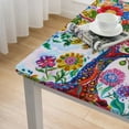 thumbnail image 5 of HAOXIT Colorful Flowers Square Table Cloth Washable Spillproof Wrinkle Free Watercolor Floral Fabric Table Cover for Indoor Outdoor Kitchen Dinning Square Tables 46*46, 5 of 8
