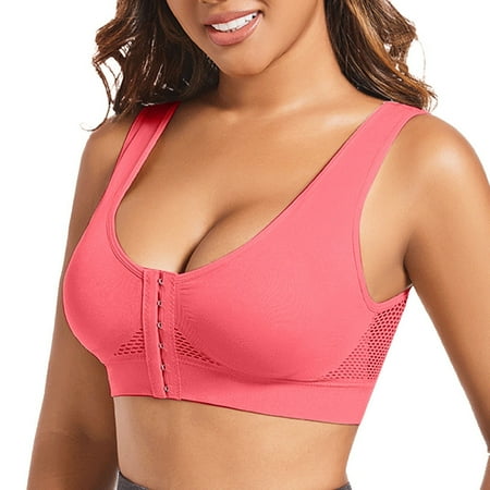 ASFGIMUJ Bras For Women Full Coverage Casual Hollow Out Button Breathable Sport Bra Top Underwear Without Steel Ring Gathering Bra Plus Size