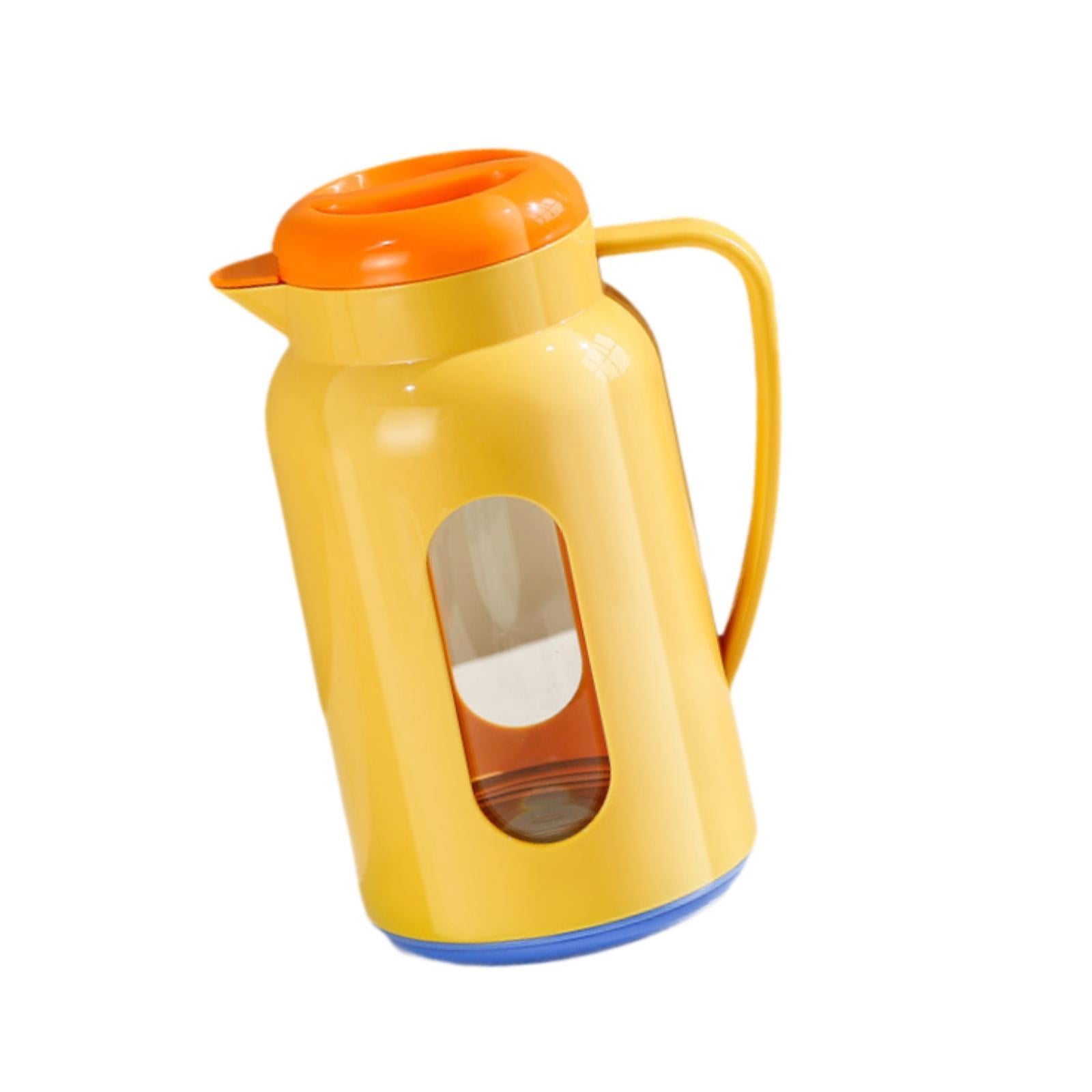 Fiocias Glass Pitcher Easy to Fill Cold Drink Jug Leakproof Fridge Jug Kettle for Summer Orange Blue