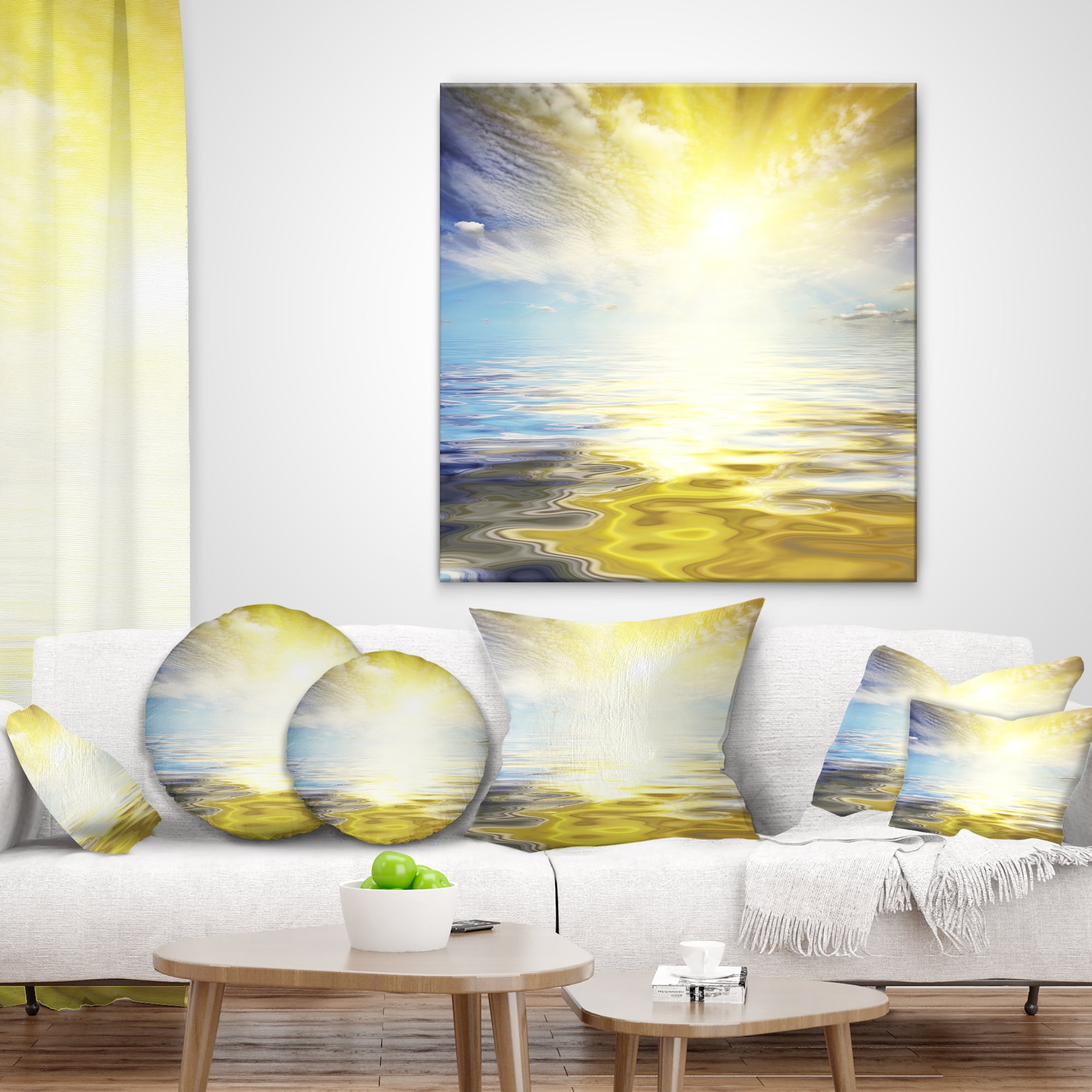 Designart 16" x 16" Yellow Polyester Throw Pillow