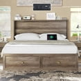 thumbnail image 2 of Merluxy Full Size Murphy Bed, Farmhouse Cabinet Bed with Charging Station and Storage Drawer for Bedroom & Guest Room, Grey, 2 of 9