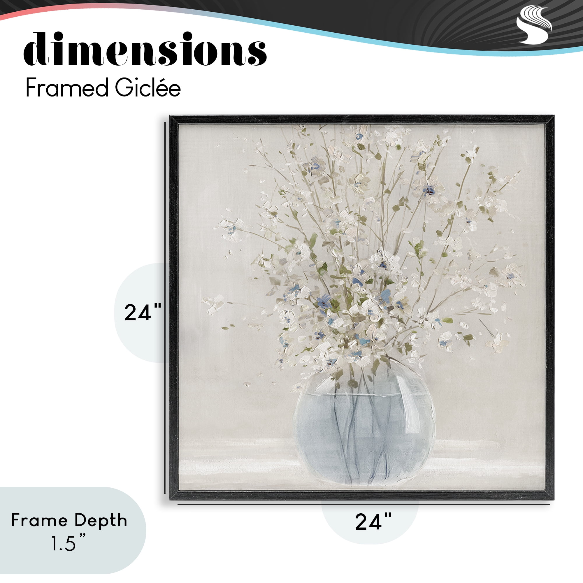 Stupell Industries Serene Glass Vase Bouquet Black Framed Giclee Art, design by Carol Robinson