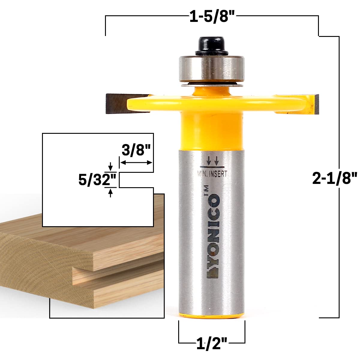 Yonico 14912q Slot Cutter Router Bit – 5/32 X 3/8 Top Bearing, 1/4 Shank – Carbide