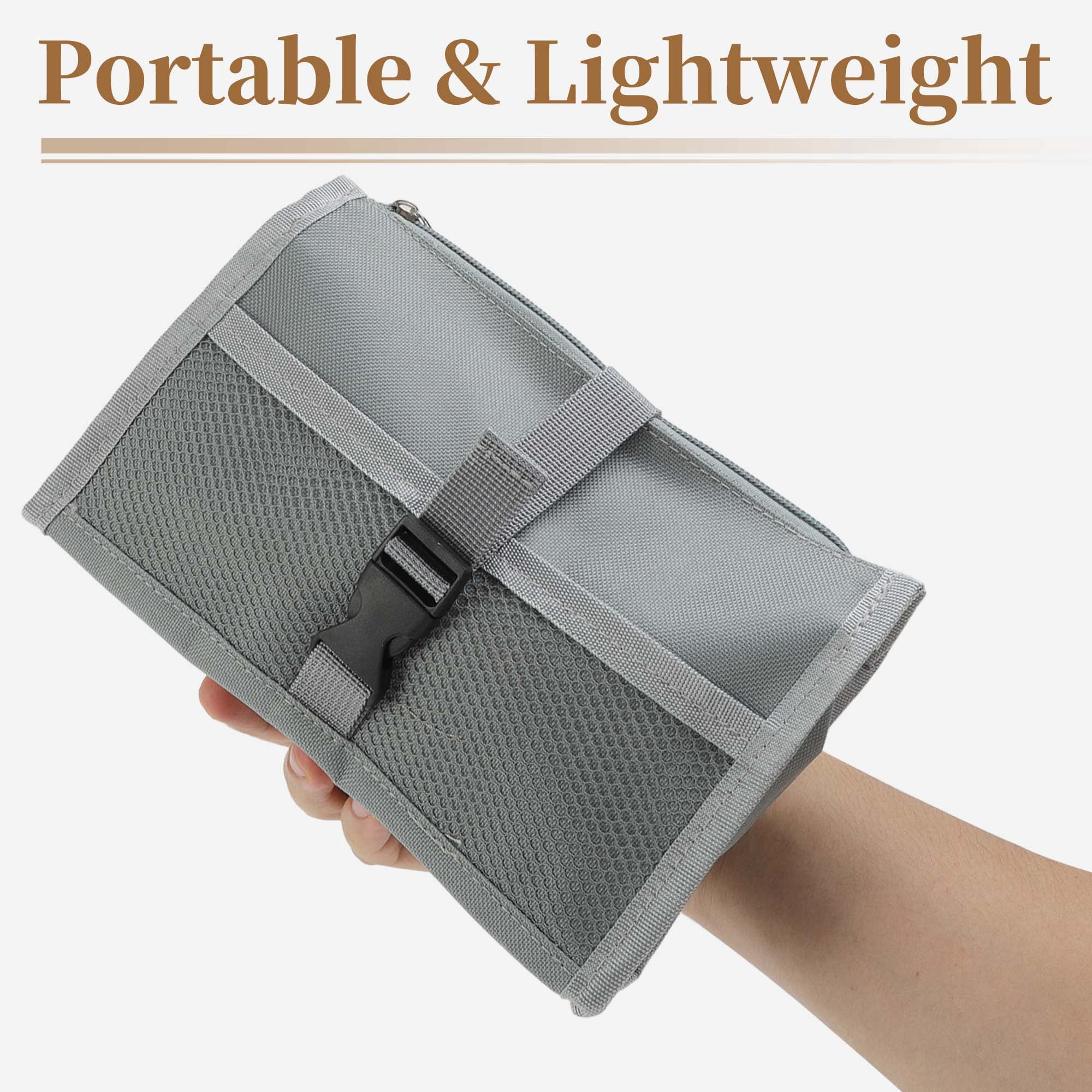 Unique Bargains Mesh Style Aesthetic Pen Bag Organizer Gray