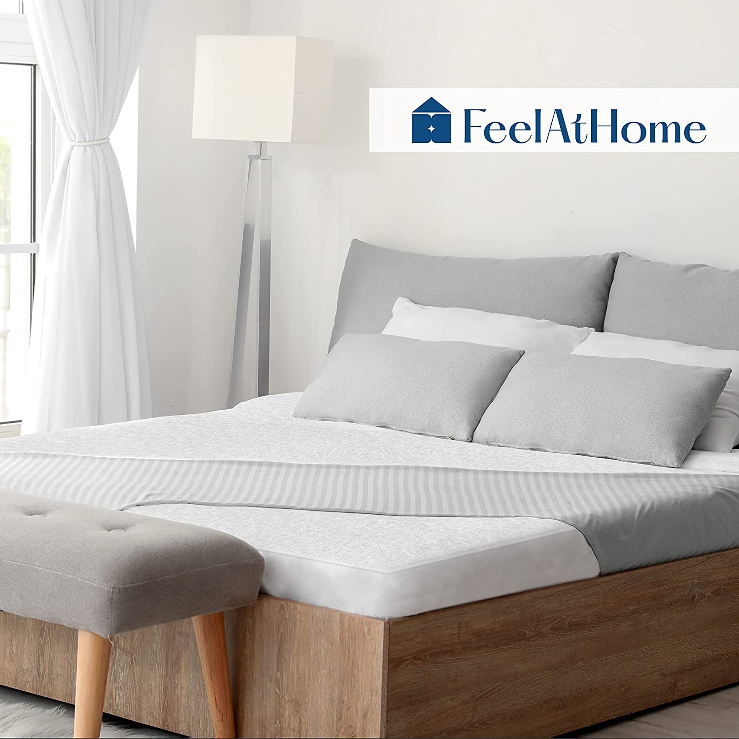 FeelAtHome Mattress Cover and Protector - 100% Waterproof, Noiseless Cotton Terry Fabric, King, White