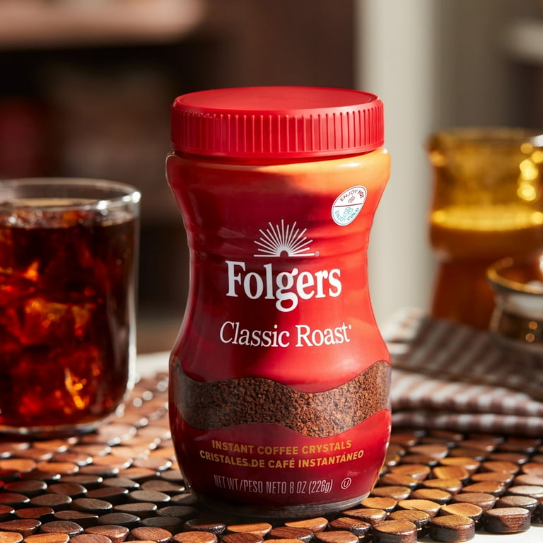 Instant Coffee Crystals, Classic Roast, 8 oz Jar, Medium Instant Coffee Crystals, Classic Roast, 8 oz Jar, Medium